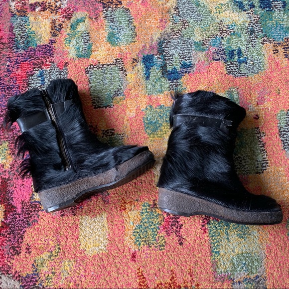 70's Black Goat Fur Yeti Boots 6.5/7 Go-go boots - Picture 10 of 16